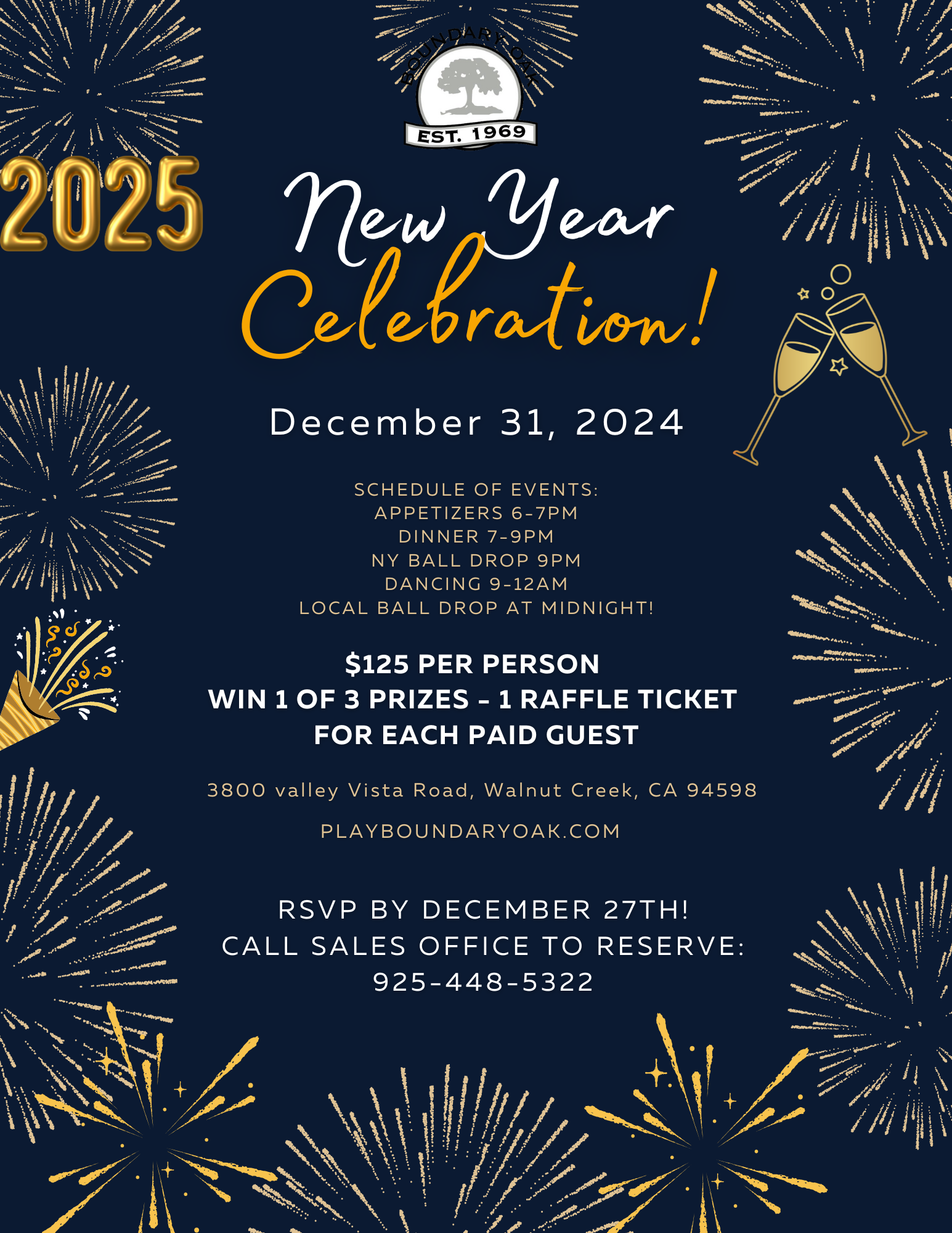 New Years Celebration Boundary Oak FlyerCart Signs