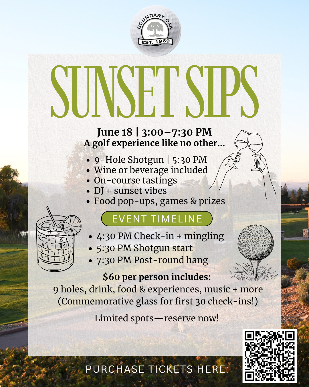Sunset Sips Boundary Oak FlyerCart Signs